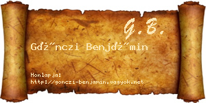 Gönczi Benjámin névjegykártya